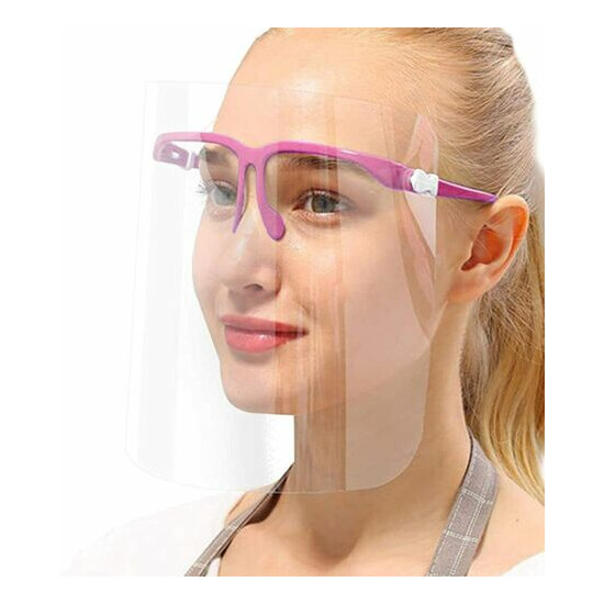 Shield Full Face Visor Glasses Blue Protection Mask PPE Transparent Pack Of 10 image {4}