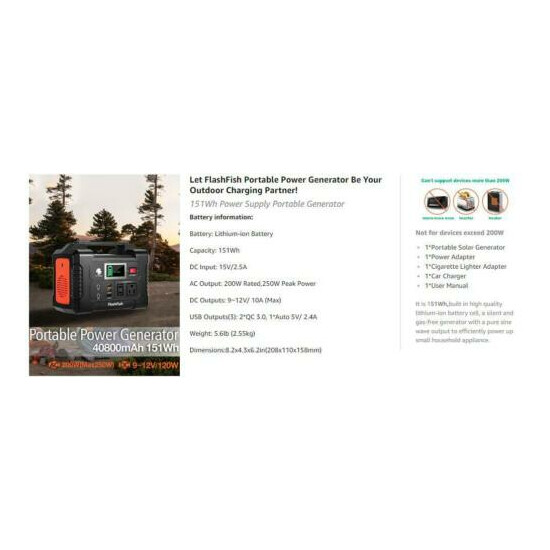 1PC 200W 40800mAh Generator Backup Battery Pack CPAP+ 1PC 50W 18V Solar Panel Thumb {4}