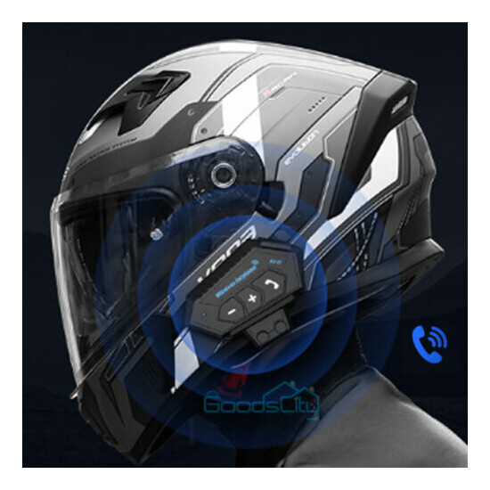 2PC Rechargeable Motorcycle Wireless Bluetooth Helmet Communication Headset Call image {2}