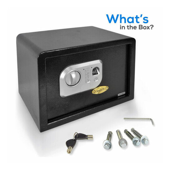 SereneLife SLSFE18FP Electronic Fingerprint Combination Safe Box w/ Keys, Black image {5}