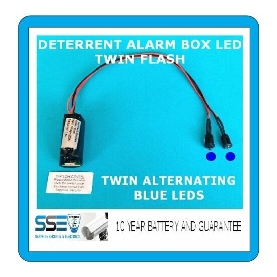 Deterrent Alarm Siren LEDs Twin Flash/Alternating BLUE LED's 10 yr Batt Fitted image {1}
