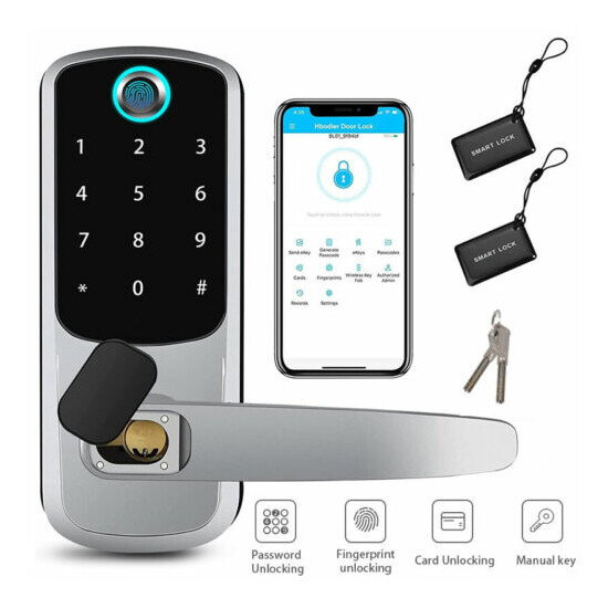 Biometric Fingerprint Padlock Code Lock Smart APP Bluetooth Lock Door Keyless US image {2}