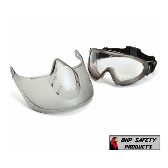 PYRAMEX CAPSTONE LAB SAFETY GOGGLE WITH ADJUSTABLE FACE SHIELD GG504TSHIELD image {2}