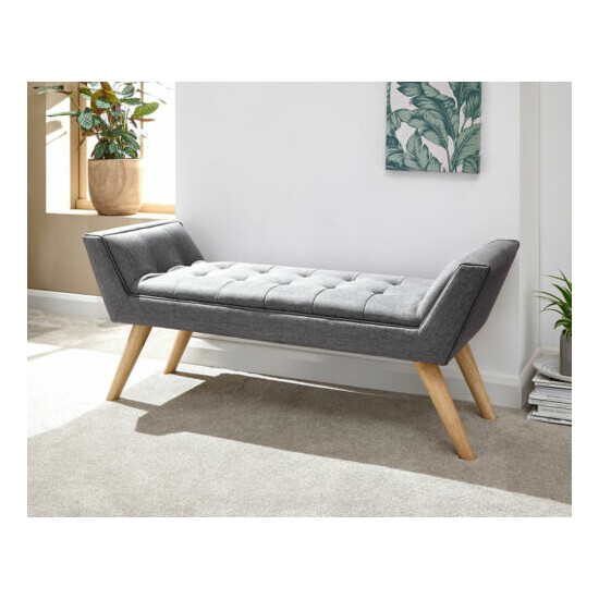 Milan Fabric Upholstered Bench Bed End Window Seat Bedroom Living Room Dark Grey image {1}