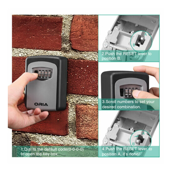 Outdoor Wall Mounted/Padlock 4&Digit Combination Key Lock Storage Security Box @ image {4}