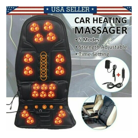 Car Seat Cushion Back Massager Heated Remote Control Massage Chair Home Van image {2}