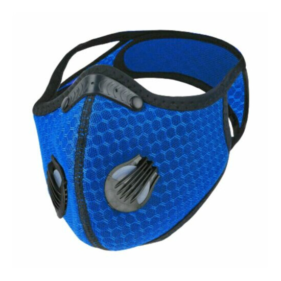 Dual Valve Breathable Mesh Sport Face Mask With Neck Strap & PM2.5 Carbon Filter image {14}