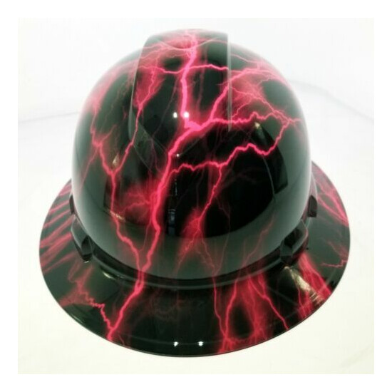 Hard Hat Full Brim Custom hydro dipped HOT PINK LIGHTNING BOLT NEW best price  image {1}