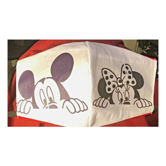 ***Mickey and Minnie*** REVERSIBLE Cotton Face mask (handmade) image {1}