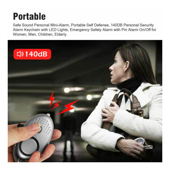 5PCS Safe Sound Personal Alarm Keychain LED Light 140DB Emergency Women Defense image {2}