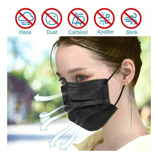 100/50 PCS Black Face Mask Mouth & Nose Protector Respirator Masks USA Seller image {4}