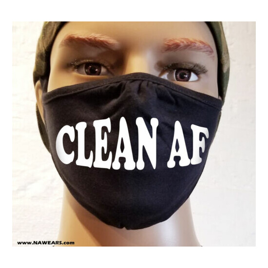 Narcotics Anonymous NA CLEAN AF - Black Face Mask - NEW Options Thumb {1}
