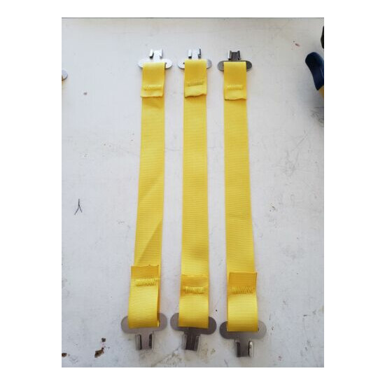 Bullard hard hat liner suspension one set of 3 yellow straps and clips .  image {1}