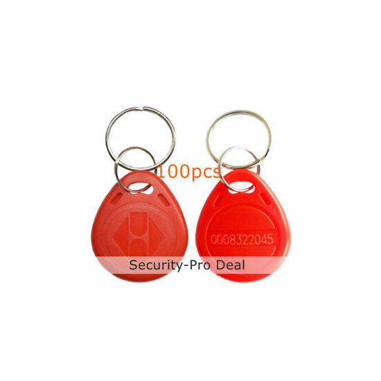 100pcs Red 125KHz RFID Card Key fobs EM4100 TK4100 Proximity ID Card Key Chians image {1}