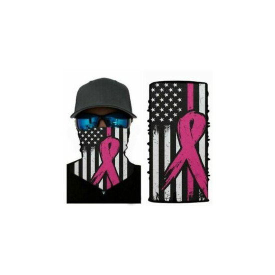 Football Sports Face Mask Neck Gaiter Breast Cancer Awareness Pink Ribbon Flag image {1}