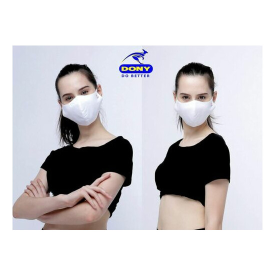10 PC Dony Triple Layer Black Cloth Face Mask Washable Over 60 Times White Color image {6}