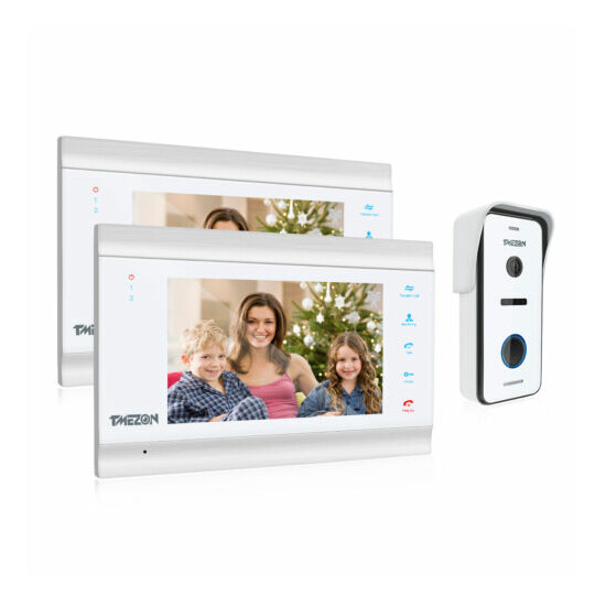 TMEZON Video Doorbell Intercom Entry System 1080P HD 2x7''LCD Monitor image {1}