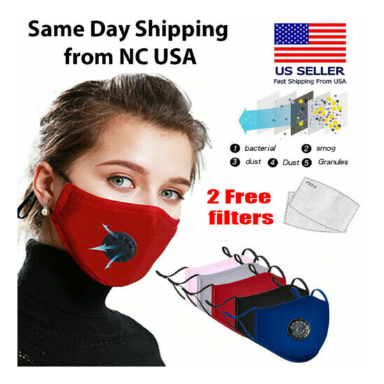 Reusable Air Purifying Washable Haze Pollution Cotton Face Mask with 2 Filters Thumb {1}