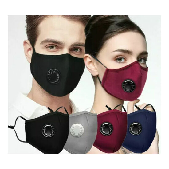 Face Cover With Valve & 2 Free Filters Washable Cotton. USA STOCK . image {2}