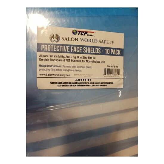Salon World Safety 200 Face Shields 20 Packs of 10 - Ultra Clear Protective F... image {3}