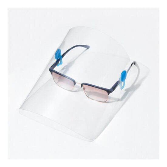 NEW Clear Safety Face Visor Mask Shield Clip On Glasses Blue/Clear image {12}