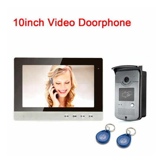 10" Large Screen Video Door Phone Intercom+ RFID Card Camera+ ID Cards for Villa image {1}