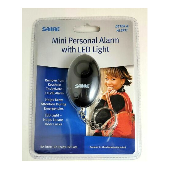 SABRE® Mini Personal Alarm on Key Ring w/ LED Light (PA-MPALL) - New & Sealed image {1}