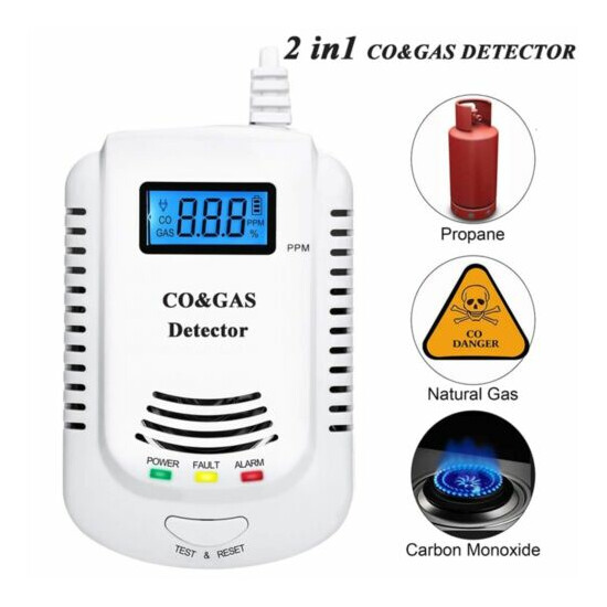 2 in 1 Gas Detector, Plug-in Home Natural Gas/Methane/Propane/CO Alarm image {1}