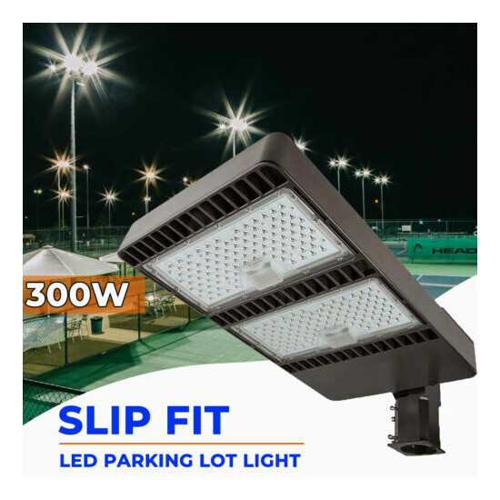  LED Parking Lot Light 300W 5000K Shoebox Commercial Street Area Pole Lighting Thumb {1}