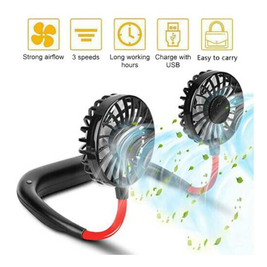 Sport Portable Fan Lazy Neck Hanging Dual Neckband USB Rechargeable Cooling Fan image {3}