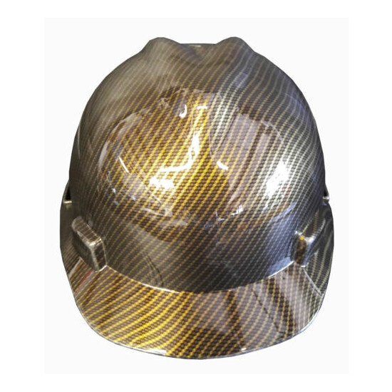 Hard Hat MSA Cap Style hydro dipped Gold Carbon Fiber  image {6}
