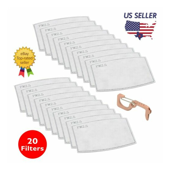 20 Pack PM2.5 Activated Carbon Filters For Face Mask + 1 Copper Door Opener Tool image {1}