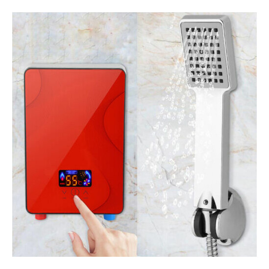 Instant Electric Tankless Hot Water Heater Set Bathroom Kitchen 220V 6500W image {2}