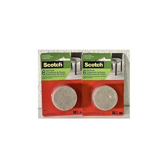 3M Scotch Two Pack 12 Felt Pads Total 2” Protects Floors and Furniture image {1}