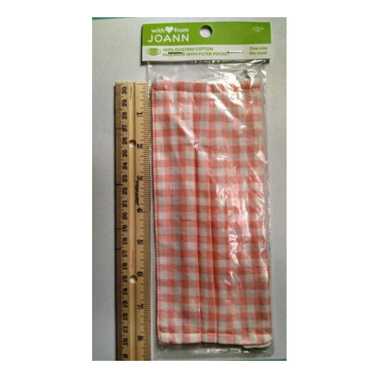 Washable Pleated Quilters Cotton Face Masks Gingham Plaid One Size Fits Most  image {2}