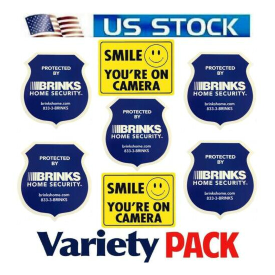 Sticker Signs For Windows Vinyl Fence Home Security Brinks+Camera Warning Decals image {1}