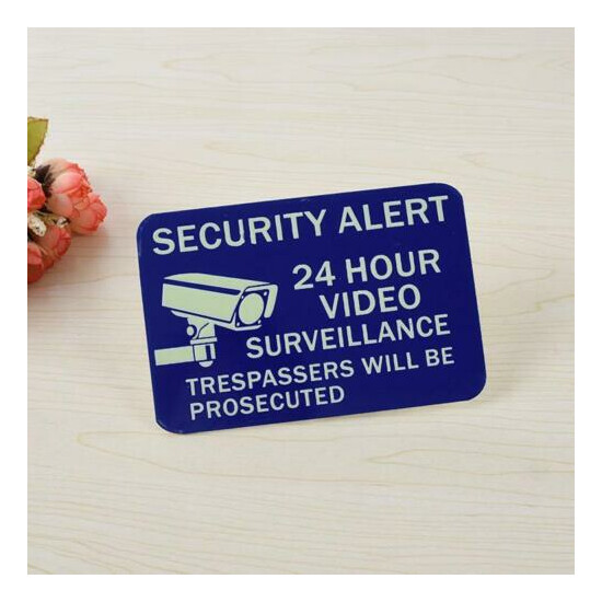  15*10cm Aluminum 24 Hour Video Surveillance Security Sign CCTV Warning Sign  image {1}