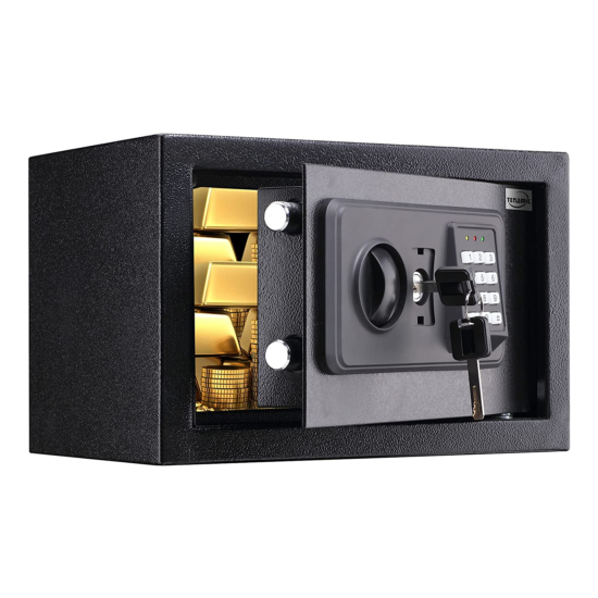 Fire Proof Electronic Safe Lock Cash Jewelry Small Guns Key Security Box Black image {1}
