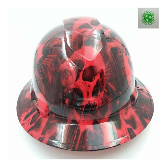 Hard Hat FULL BRIM custom hydro dipped, NEW RED MELTING SKULL EVIL SUPER SICK image {1}