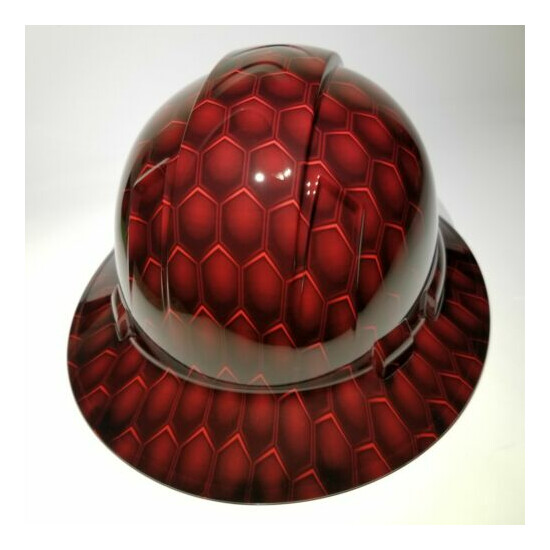 NEW FULL BRIM Hard Hat custom hydro dipped in 3D RED HEX CARBON DEEP 3D EFFECTS image {4}