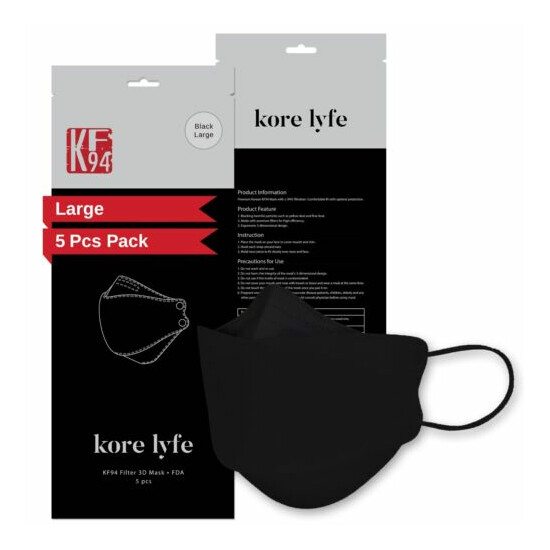 Face Covering - Black Large - 10 PCS Reclosable Package - Made in Korea image {1}