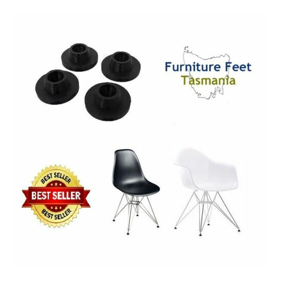 Eames Eiffel Replacement Glides Herman Miller Vitra & DWR (Set of 4) in black image {4}