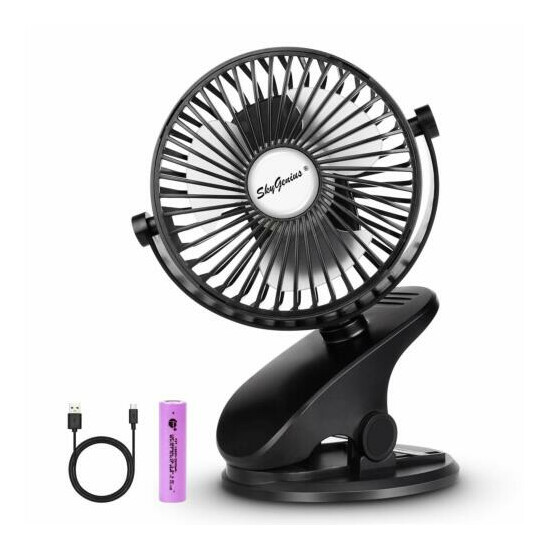 Battery USB Mini Fan Quiet 3-Speed Desk Fan with Clip Adjustable Portable Fan image {2}