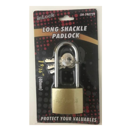 6 X Long Shackle Solid Brass Padlock-1-9/16''-40mm- 3 keys--2.3'' Steel Shackle image {3}
