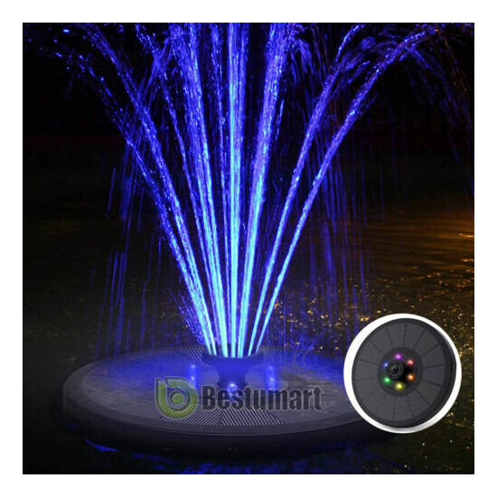 6LED Night Light Solar Fountain Water Pump Floating Garden Bird Bath Kit Outdoor image {3}