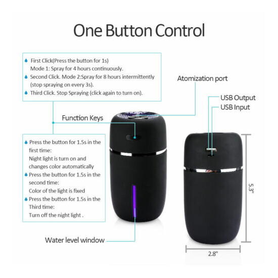 200ml Portable USB LED Mini Car Home Humidifier Aroma Oil Diffuser Mist Purifier image {4}