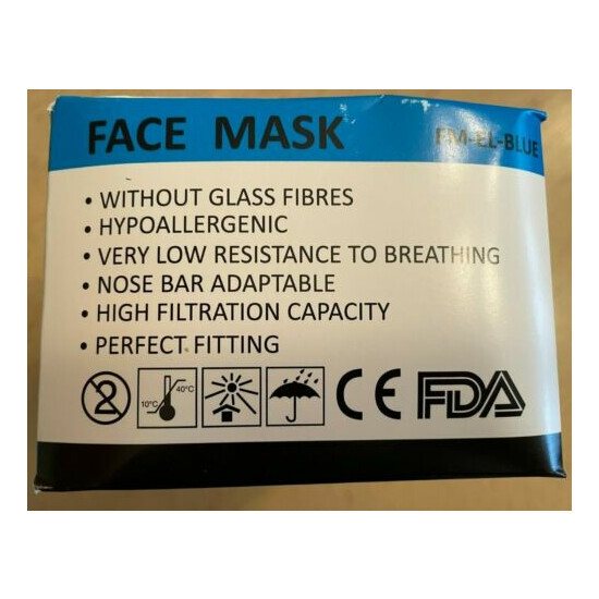 Protective Face Mask Breathable Non-Woven Mouth Cover | Pack of 50 Pcs - Blue image {4}