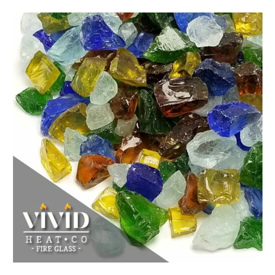 VIVID SEA GLASS Large Fireplace Fire Pit Glass Crystals Blue Green Clear Amber image {4}
