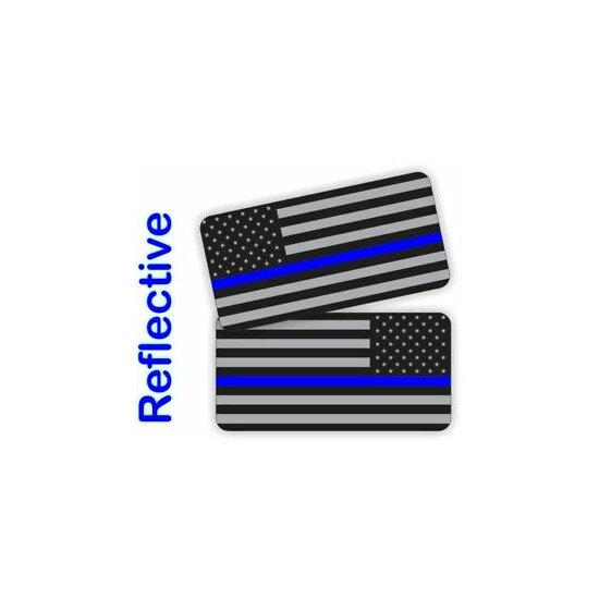 Hard Hat Stickers | *REFLECTIVE* Police American Flags Helmet Decals Labels Cops image {1}