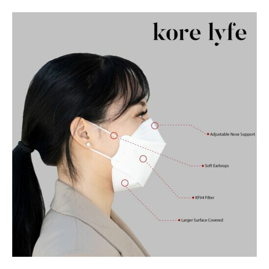 Face Covering - White Large - 10 PCS Reclosable Package - Made in Korea image {5}